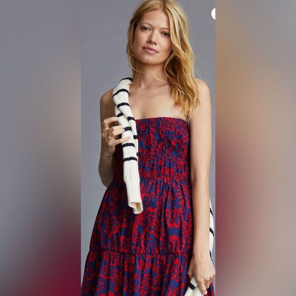 Anthropologie Sundry Aloha Floral Red Maxi Dress XL Extra Large - Picture 11 of 12